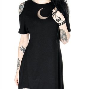 Restyle Crescent moon cold shoulder shirt dress